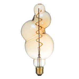 99021 Λάμπα LED Soft S Spiral Filament E27 BB100 BUBBLES Γλόμπος 6W 420lm 360° AC 220-240V IP20 Φ10 x Υ24cm Ultra Θερμό Λευκό 2200K με Μελί Γυαλί – Dimmable – 3 Years Warranty