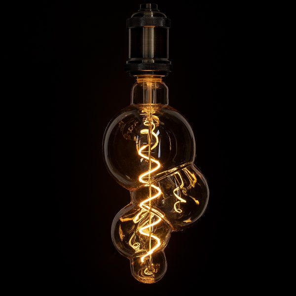 99021 Λάμπα LED Soft S Spiral Filament E27 BB100 BUBBLES Γλόμπος 6W 420lm 360° AC 220-240V IP20 Φ10 x Υ24cm Ultra Θερμό Λευκό 2200K με Μελί Γυαλί - Dimmable - 3 Years Warranty - Image 4