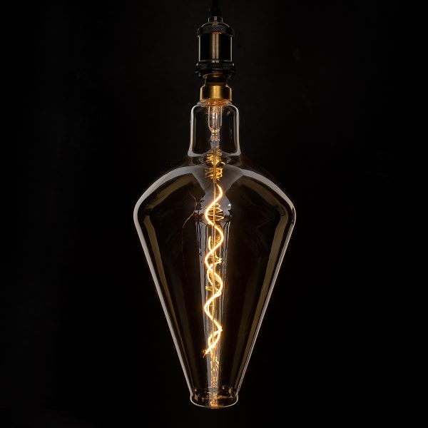 99022 Λάμπα LED Soft S Spiral Filament E27 BA200 ROCKET Γλόμπος 6W 420lm 360° AC 220-240V IP20 Φ20 x Υ41.5cm Ultra Θερμό Λευκό 2200K με Μελί Γυαλί - Dimmable - 3 Years Warranty - Image 4