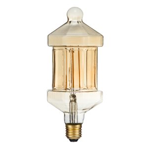 99026 Λάμπα LED Long Filament E27 FT95 LANTERN Γλόμπος 8W 650lm 360° AC 220-240V IP20 Φ9.5 x Υ21.5cm Ultra Θερμό Λευκό 2200K με Μελί Γυαλί – Dimmable – 3 Years Warranty