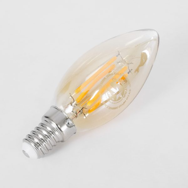 99031 Λάμπα LED Long Filament E14 C35 Κεράκι 4W 350lm 360° AC 220-240V IP20 Φ3.5 x Υ10.5cm Ultra Θερμό Λευκό 2200K με Μελί Γυαλί Dimmable - 3 Χρόνια Εγγύηση - Image 3