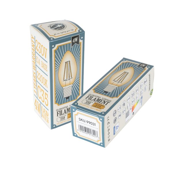 99031 Λάμπα LED Long Filament E14 C35 Κεράκι 4W 350lm 360° AC 220-240V IP20 Φ3.5 x Υ10.5cm Ultra Θερμό Λευκό 2200K με Μελί Γυαλί Dimmable - 3 Χρόνια Εγγύηση - Image 5