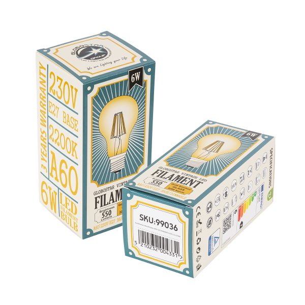 99036 LED Long Filament Bulb E27 A60 Globe 6W 550lm 360° AC 220-240V IP20 D6 x H10.5cm Ultra Θερμό Λευκό 2200K με Μελί Γυαλί - Dimmable - 3 Years Warranty - Image 5