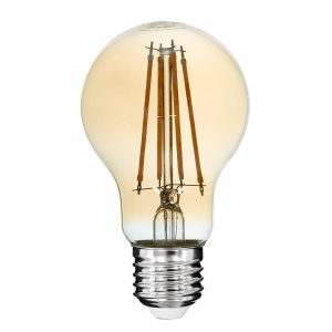 99037 LED Long Filament Bulb E27 A60 Globe 8W 720lm 360° AC 220-240V IP20 D6 x H10.5cm Ultra Θερμό Λευκό 2200K με Μελί Γυαλί – Dimmable – 3 Years Warranty