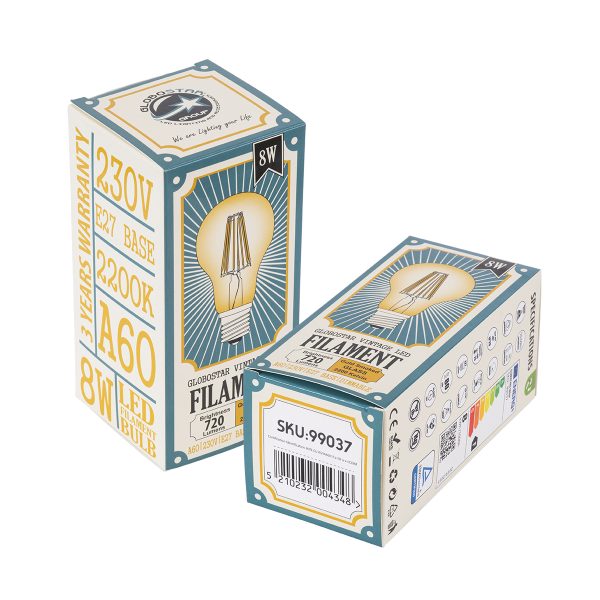 99037 LED Long Filament Bulb E27 A60 Globe 8W 720lm 360° AC 220-240V IP20 D6 x H10.5cm Ultra Θερμό Λευκό 2200K με Μελί Γυαλί - Dimmable - 3 Years Warranty - Image 5