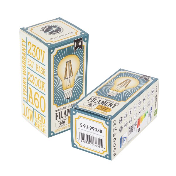 99038 Λάμπα LED Long Filament E27 A60 Γλόμπος 10W 900lm 360° AC 220-240V IP20 Φ6 x Υ10.5cm Ultra Θερμό Λευκό 2200K με Μελί Γυαλί - Dimmable - 3 Χρόνια Εγγύηση - Image 5