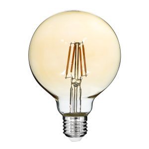 99039 LED Long Filament Bulb E27 G95 Globe 4W 350lm 360° AC 220-240V IP20 D9.5 x H13.5cm Ultra Θερμό Λευκό 2200K με Μελί Γυαλί – Dimmable – 3 Years Warranty