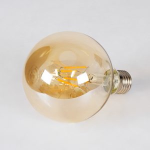 99039 LED Long Filament Bulb E27 G95 Globe 4W 350lm 360° AC 220-240V IP20 D9.5 x H13.5cm Ultra Θερμό Λευκό 2200K με Μελί Γυαλί – Dimmable – 3 Years Warranty