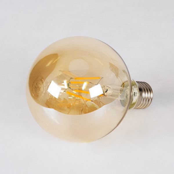 99039 LED Long Filament Bulb E27 G95 Globe 4W 350lm 360° AC 220-240V IP20 D9.5 x H13.5cm Ultra Θερμό Λευκό 2200K με Μελί Γυαλί - Dimmable - 3 Years Warranty - Image 2