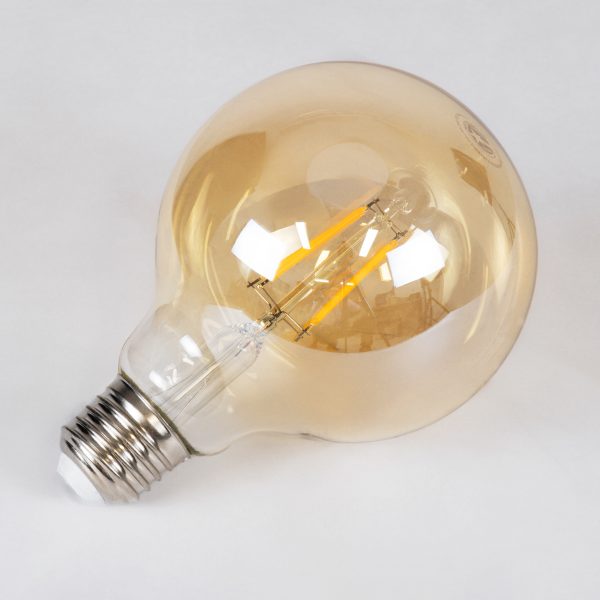 99039 LED Long Filament Bulb E27 G95 Globe 4W 350lm 360° AC 220-240V IP20 D9.5 x H13.5cm Ultra Θερμό Λευκό 2200K με Μελί Γυαλί - Dimmable - 3 Years Warranty - Image 3