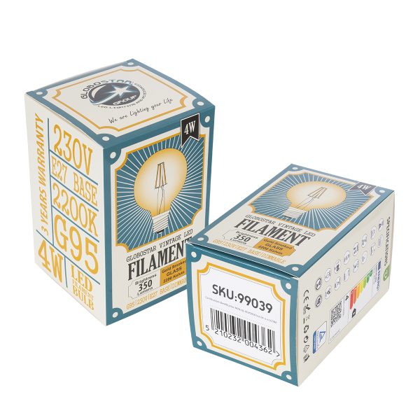 99039 LED Long Filament Bulb E27 G95 Globe 4W 350lm 360° AC 220-240V IP20 D9.5 x H13.5cm Ultra Θερμό Λευκό 2200K με Μελί Γυαλί - Dimmable - 3 Years Warranty - Image 5