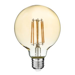 99041 LED Long Filament Bulb E27 G95 Globe 12W 1080lm 360° AC 220-240V IP20 D9.5 x H13.5cm Ultra Θερμό Λευκό 2200K με Μελί Γυαλί – Dimmable – 3 Years Warranty