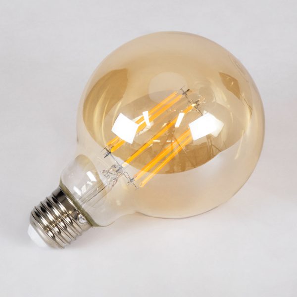 99041 LED Long Filament Bulb E27 G95 Globe 12W 1080lm 360° AC 220-240V IP20 D9.5 x H13.5cm Ultra Θερμό Λευκό 2200K με Μελί Γυαλί - Dimmable - 3 Years Warranty - Image 3
