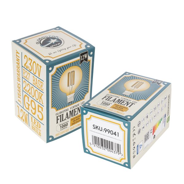 99041 LED Long Filament Bulb E27 G95 Globe 12W 1080lm 360° AC 220-240V IP20 D9.5 x H13.5cm Ultra Θερμό Λευκό 2200K με Μελί Γυαλί - Dimmable - 3 Years Warranty - Image 5