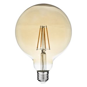 99043 Λάμπα LED Long Filament E27 G125 Γλόμπος 8W 720lm 360° AC 220-240V IP20 Φ12.5 x Υ18cm Ultra Θερμό Λευκό 2200 K με Μελί Γυαλί Dimmable – 3 Χρόνια Εγγύηση