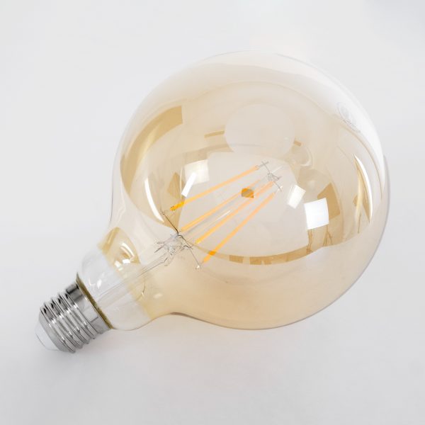 99043 Λάμπα LED Long Filament E27 G125 Γλόμπος 8W 720lm 360° AC 220-240V IP20 Φ12.5 x Υ18cm Ultra Θερμό Λευκό 2200 K με Μελί Γυαλί Dimmable - 3 Χρόνια Εγγύηση - Image 3