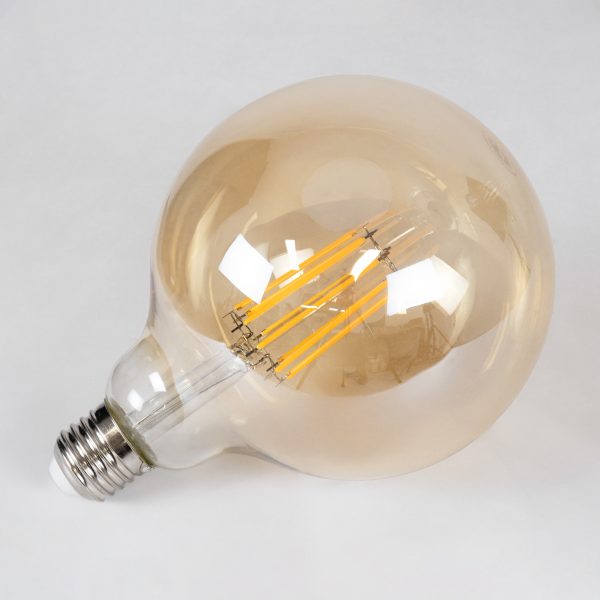 99044 Λάμπα LED Long Filament E27 G125 Γλόμπος 12W 1080lm 360° AC 220-240V IP20 Φ12.5 x Υ18cm Ultra Θερμό Λευκό 2200K με Μελί Γυαλί - Dimmable - 3 Years Warranty - Image 3