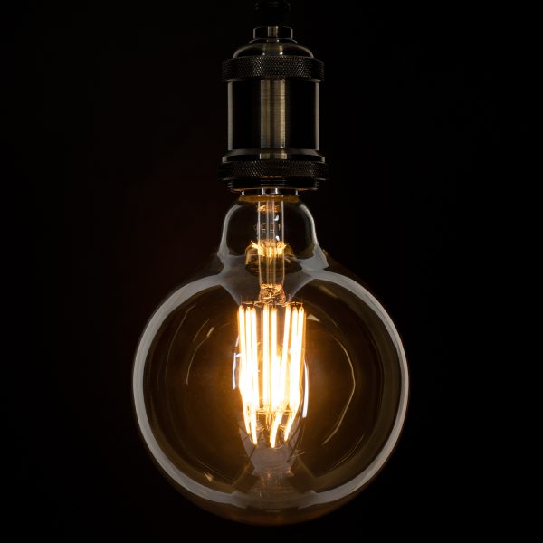 99044 Λάμπα LED Long Filament E27 G125 Γλόμπος 12W 1080lm 360° AC 220-240V IP20 Φ12.5 x Υ18cm Ultra Θερμό Λευκό 2200K με Μελί Γυαλί - Dimmable - 3 Years Warranty - Image 4