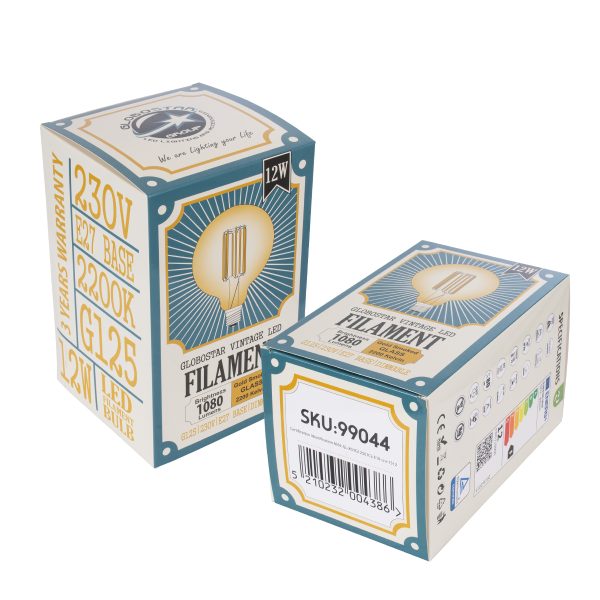 99044 Λάμπα LED Long Filament E27 G125 Γλόμπος 12W 1080lm 360° AC 220-240V IP20 Φ12.5 x Υ18cm Ultra Θερμό Λευκό 2200K με Μελί Γυαλί - Dimmable - 3 Years Warranty - Image 5