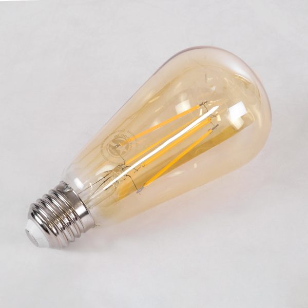 99046 Λάμπα LED Long Filament E27 ST64 Αχλάδι 8W 720lm 360° AC 220-240V IP20 Φ6.4 x Υ14cm Ultra Θερμό Λευκό 2200K με Μελί Γυαλί - Dimmable - 3 Years Warranty - Image 3