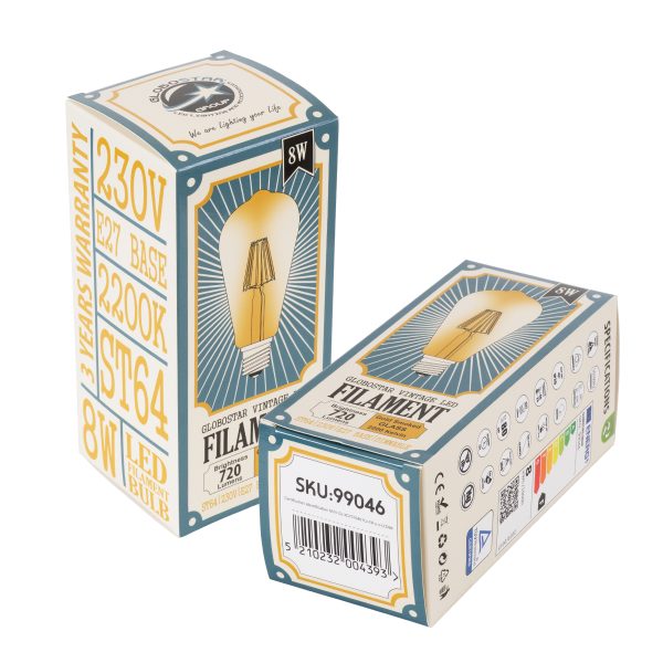 99046 Λάμπα LED Long Filament E27 ST64 Αχλάδι 8W 720lm 360° AC 220-240V IP20 Φ6.4 x Υ14cm Ultra Θερμό Λευκό 2200K με Μελί Γυαλί - Dimmable - 3 Years Warranty - Image 5