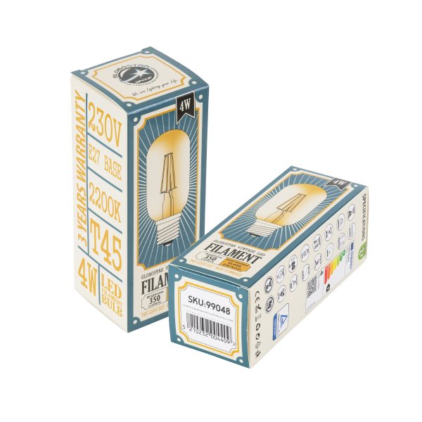 99048 Λάμπα LED Long Filament E27 T45 Σωλήνας 4W 350lm 360° AC 220-240V IP20 Φ4.5 x Υ11cm Ultra Θερμό Λευκό 2200K με Μελί Γυαλί - Dimmable - 3 Years Warranty - Image 5