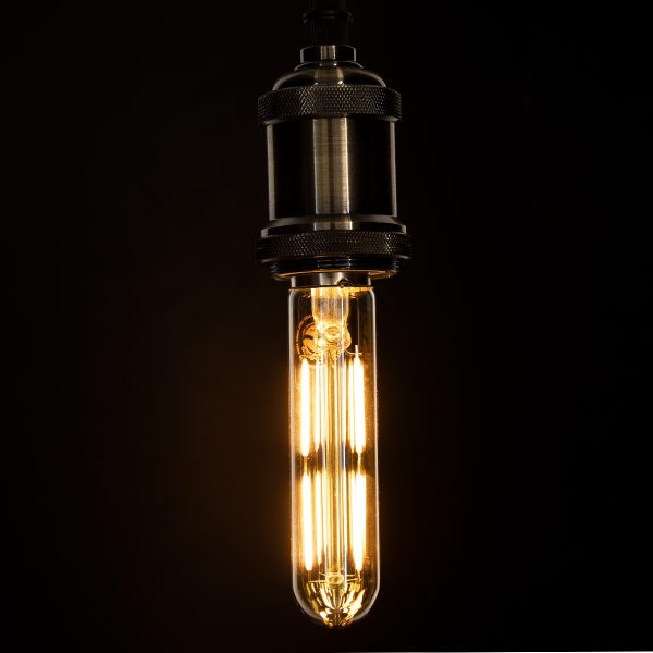99049 Λάμπα LED Long Filament E27 T30 Σωλήνας 4W 350lm 360° AC 220-240V IP20 Φ3 x Υ13.5cm Ultra Θερμό Λευκό 2200K με Μελί Γυαλί - Dimmable - 3 Years Warranty - Image 4