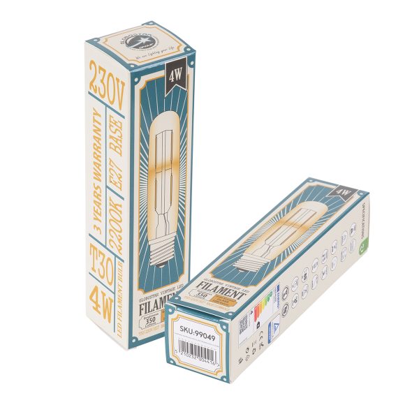 99049 Λάμπα LED Long Filament E27 T30 Σωλήνας 4W 350lm 360° AC 220-240V IP20 Φ3 x Υ13.5cm Ultra Θερμό Λευκό 2200K με Μελί Γυαλί - Dimmable - 3 Years Warranty - Image 5