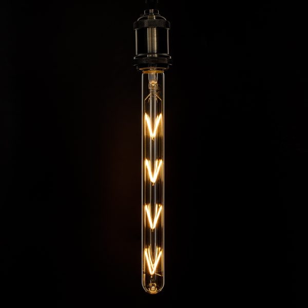 99050 Λάμπα LED Long Filament E27 T30 Σωλήνας 8W 720lm 360° AC 220-240V IP20 Φ3 x Υ30cm Ultra Θερμό Λευκό 2200K με Μελί Γυαλί - Dimmable - 3 Years Warranty - Image 4