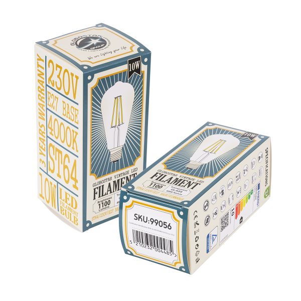 99056 Λάμπα LED Long Filament E27 ST64 Αχλάδι 10W 1100lm 360° AC 220-240V IP20 Φ6.4 x Υ14cm Φυσικό Λευκό 4000K με Διάφανο Γυαλί - Dimmable - 3 Years Warranty - Image 5