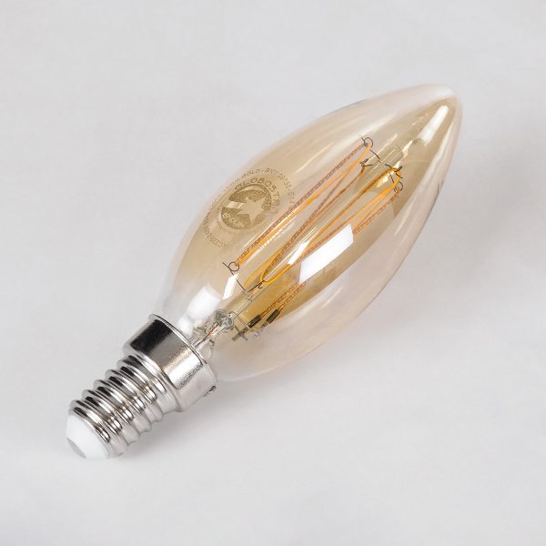 99058 Λάμπα LED Ultra Thin Soft S Spiral Filament E14 C35 Κεράκι 2W 140lm 360° AC 220-240V IP20 Φ3.5 x Υ10.5cm Ultra Θερμό Λευκό 2200K με Μελί Γυαλί - Dimmable - 3 Years Warranty - Image 3