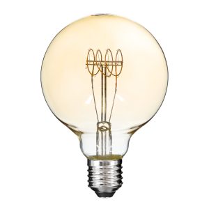 99060 Λάμπα LED Ultra Thin Soft S Spiral Filament E27 G95 Γλόμπος 4W 280lm 360° AC 220-240V IP20 Φ9.5 x Υ13.5cm Ultra Θερμό Λευκό 2200K με Μελί Γυαλί – Dimmable – 3 Years Warranty