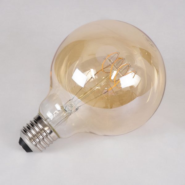 99060 Λάμπα LED Ultra Thin Soft S Spiral Filament E27 G95 Γλόμπος 4W 280lm 360° AC 220-240V IP20 Φ9.5 x Υ13.5cm Ultra Θερμό Λευκό 2200K με Μελί Γυαλί - Dimmable - 3 Years Warranty - Image 3