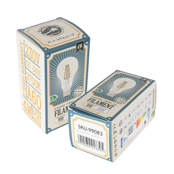 99083 Λάμπα LED Long Filament E27 A60 Γλόμπος 4W 840lm 360° AC 220-240V IP20 Φ6 x Υ11cm Θερμό Λευκό 2700K με Διάφανο Γυαλί - Pro Series 210lm/W - A Ενεργειακή Κλάση - 3 Χρόνια Εγγύηση - Image 5