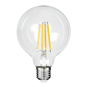 99084 Λάμπα LED Long Filament E27 G95 Γλόμπος 4W 840lm 360° AC 220-240V IP20 Φ9.5 x Υ13.8cm Θερμό Λευκό 2700K με Διάφανο Γυαλί – Pro Series 210lm/W – A Ενεργειακή Κλάση – 3 Χρόνια Εγγύηση