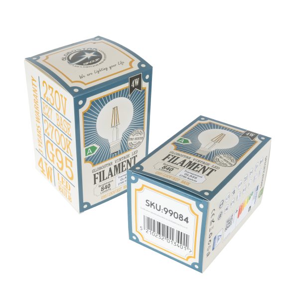 99084 Λάμπα LED Long Filament E27 G95 Γλόμπος 4W 840lm 360° AC 220-240V IP20 Φ9.5 x Υ13.8cm Θερμό Λευκό 2700K με Διάφανο Γυαλί - Pro Series 210lm/W - A Ενεργειακή Κλάση - 3 Χρόνια Εγγύηση - Image 5