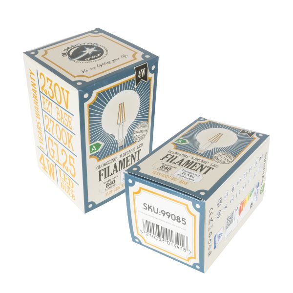 99085 Λάμπα LED Long Filament E27 G125 Γλόμπος 4W 840lm 360° AC 220-240V IP20 Φ12.5 x Υ13.8cm Θερμό Λευκό 2700K με Διάφανο Γυαλί - Pro Series 210lm/W - A Ενεργειακή Κλάση - 3 Χρόνια Εγγύηση - Image 5