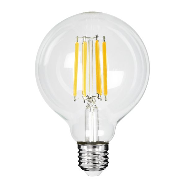 99088 Λάμπα LED Long Filament E27 G95 Γλόμπος 7W 1470lm 360° AC 220-240V IP20 Φ9.5 x Υ13.8cm Θερμό Λευκό 2700K με Διάφανο Γυαλί - Pro Series 210lm/W - A Ενεργειακή Κλάση - 3 Χρόνια Εγγύηση