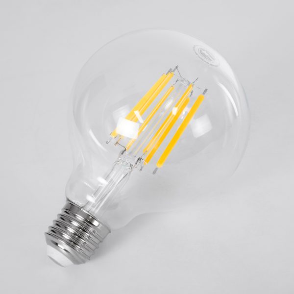 99088 Λάμπα LED Long Filament E27 G95 Γλόμπος 7W 1470lm 360° AC 220-240V IP20 Φ9.5 x Υ13.8cm Θερμό Λευκό 2700K με Διάφανο Γυαλί - Pro Series 210lm/W - A Ενεργειακή Κλάση - 3 Χρόνια Εγγύηση - Image 3