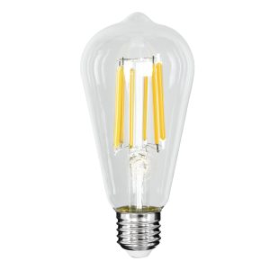 99090 Λάμπα LED Long Filament E27 ST64 Αχλάδι 7W 1470lm 360° AC 220-240V IP20 Φ6.4 x Υ14.5cm Θερμό Λευκό 2700K με Διάφανο Γυαλί – Pro Series 210lm/W – A Ενεργειακή Κλάση – 3 Χρόνια Εγγύηση