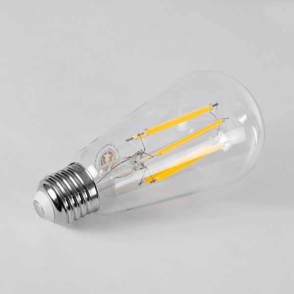 99090 Λάμπα LED Long Filament E27 ST64 Αχλάδι 7W 1470lm 360° AC 220-240V IP20 Φ6.4 x Υ14.5cm Θερμό Λευκό 2700K με Διάφανο Γυαλί - Pro Series 210lm/W - A Ενεργειακή Κλάση - 3 Χρόνια Εγγύηση - Image 3