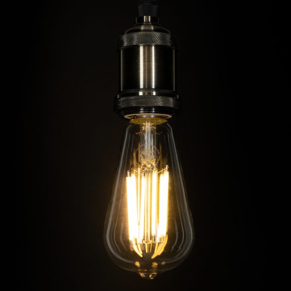99090 Λάμπα LED Long Filament E27 ST64 Αχλάδι 7W 1470lm 360° AC 220-240V IP20 Φ6.4 x Υ14.5cm Θερμό Λευκό 2700K με Διάφανο Γυαλί - Pro Series 210lm/W - A Ενεργειακή Κλάση - 3 Χρόνια Εγγύηση - Image 4