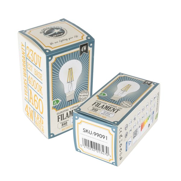 99091 Λάμπα LED Long Filament E27 A60 Γλόμπος 4W 840lm 360° AC 220-240V IP20 Φ6 x Υ11cm Φυσικό Λευκό 4000K με Διάφανο Γυαλί - Pro Series 210lm/W - A Ενεργειακή Κλάση - 3 Χρόνια Εγγύηση - Image 5