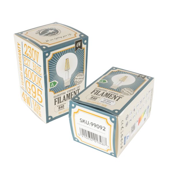99092 Λάμπα LED Long Filament E27 G95 Γλόμπος 4W 840lm 360° AC 220-240V IP20 Φ9.5 x Υ13.8cm Φυσικό Λευκό 4000K με Διάφανο Γυαλί - Pro Series 210lm/W - A Ενεργειακή Κλάση - 3 Χρόνια Εγγύηση - Image 5