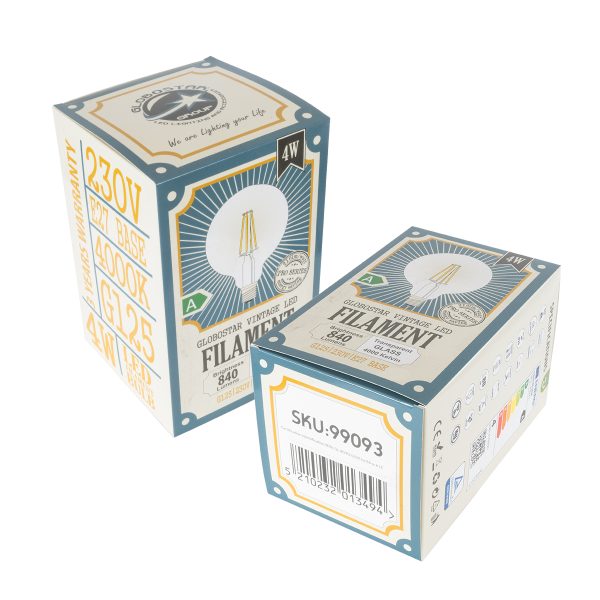 99093 Λάμπα LED Long Filament E27 G125 Γλόμπος 4W 840lm 360° AC 220-240V IP20 Φ12.5 x Υ13.8cm Φυσικό Λευκό 4000K με Διάφανο Γυαλί - Pro Series 210lm/W - A Ενεργειακή Κλάση - 3 Χρόνια Εγγύηση - Image 5