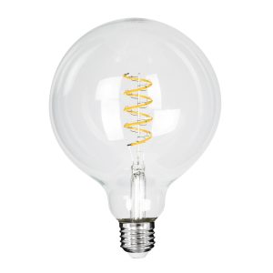 99137 Λάμπα LED  Soft S Spiral Filament E27 G125 Γλόμπος 4W 300lm 360° AC 220-240V IP20 Φ12.5 x Υ18cm Θερμό Λευκό 2700K με Διάφανο Γυαλί Dimmable – 3 Χρόνια Εγγύηση