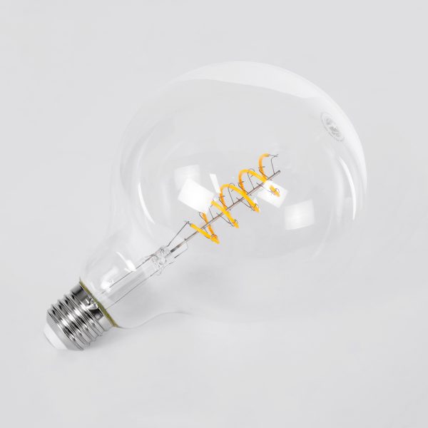 99137 Λάμπα LED  Soft S Spiral Filament E27 G125 Γλόμπος 4W 300lm 360° AC 220-240V IP20 Φ12.5 x Υ18cm Θερμό Λευκό 2700K με Διάφανο Γυαλί Dimmable - 3 Χρόνια Εγγύηση - Image 3