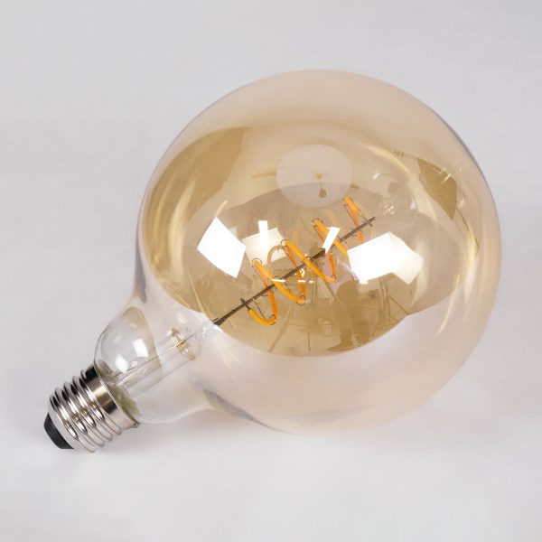 99138 Λάμπα LED Soft S Spiral Filament E27 G125 Γλόμπος 4W 280lm 360° AC 220-240V IP20 Φ12.5 x Υ18cm Ultra Θερμό Λευκό 2200K με Μελί Γυαλί - Dimmable - 3 Years Warranty - Image 3