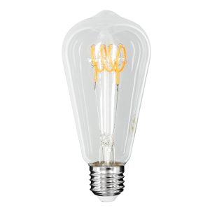 99140 Λάμπα LED Soft T Spiral Filament E27 ST64 Αχλάδι 4W 300lm 360° AC 220-240V IP20 Φ6.4 x Υ14cm Θερμό Λευκό 2700K με Διάφανο Γυαλί Dimmable – 3 Χρόνια Εγγύηση