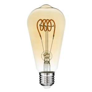 99141 Λάμπα LED Soft T Spiral Filament E27 ST64 Αχλάδι 4W 280lm 360° AC 220-240V IP20 Φ6.4 x Υ14cm Ultra Θερμό Λευκό 2200K με Μελί Γυαλί Dimmable – 3 Χρόνια Εγγύηση